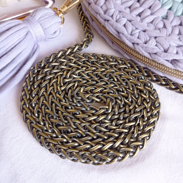 Mauve MintGreen Mustard Circle Crochet Bag - Chain